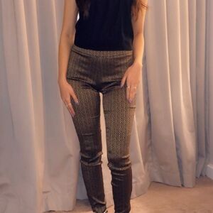 Elegant Gold Patterned Women's Pants